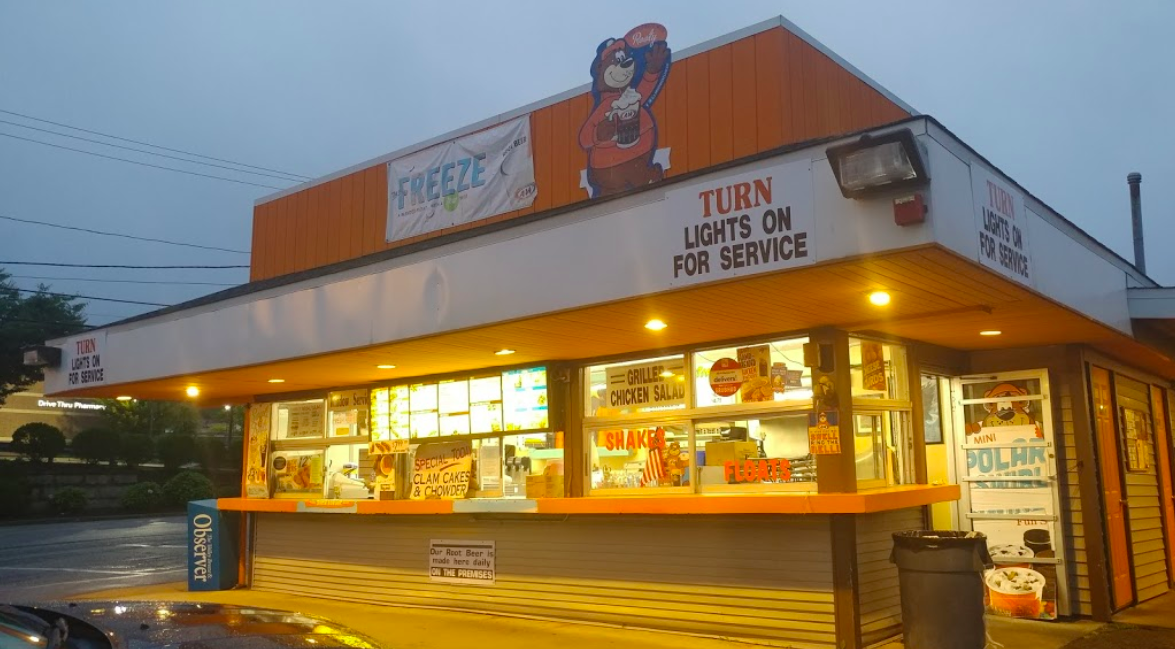A&W In Greenville, Rhode Island Is A Drive In With Car Hop Service