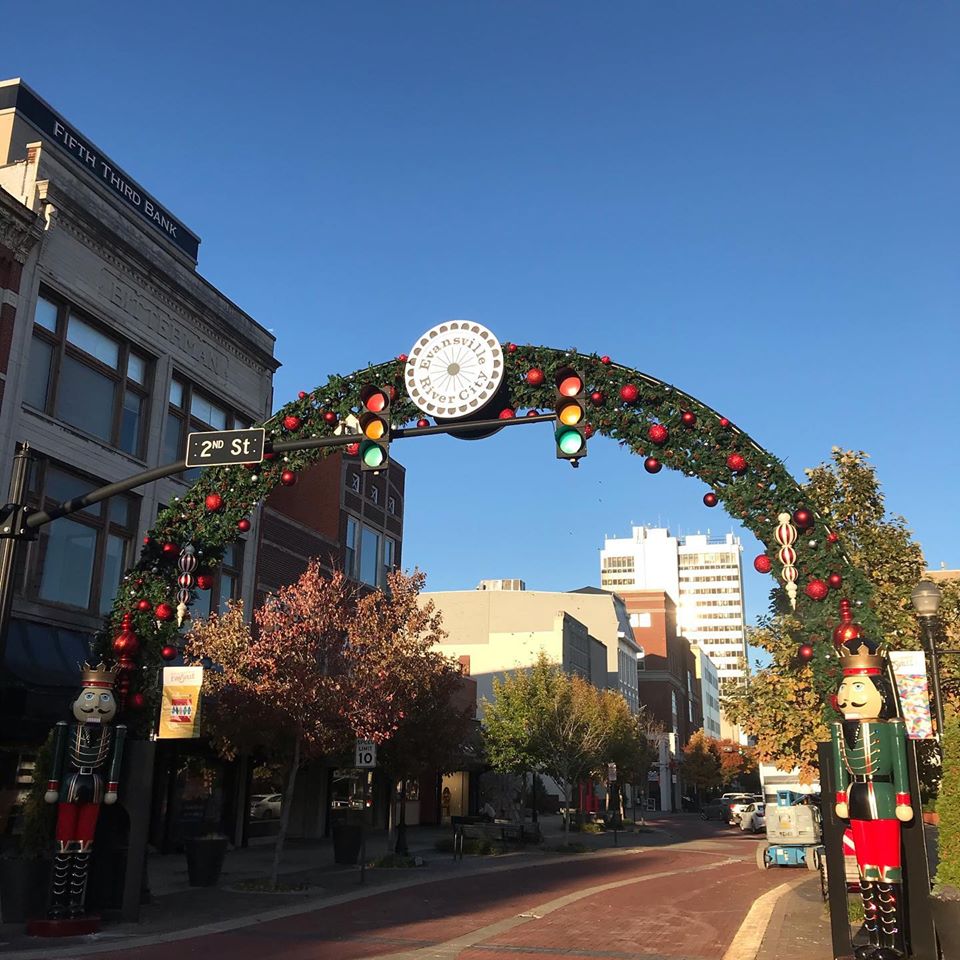 Main Street Evansville, Indiana Comes Alive At Christmastime